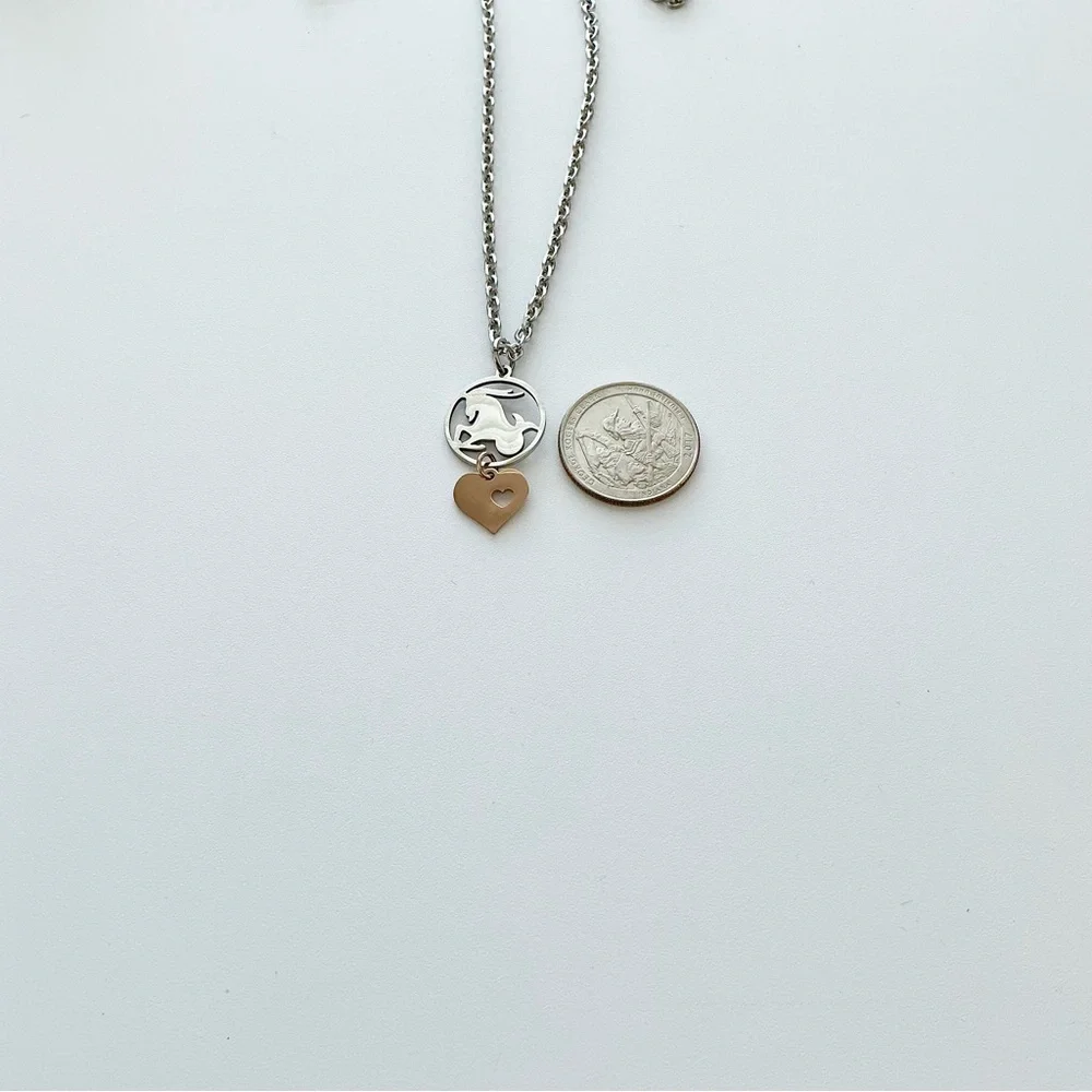 🆕 Capricorn Zodiac and Heart Pendant Necklace-Stainless Steel
